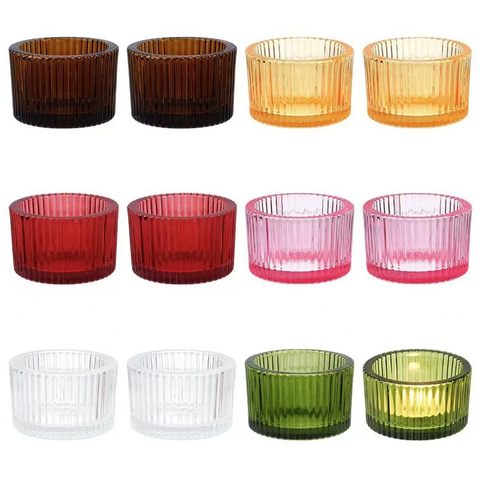 Romantisches Luxus Teelichtglas mit vertikalen Streifen für Bar, Restaurant, Heimdekoration