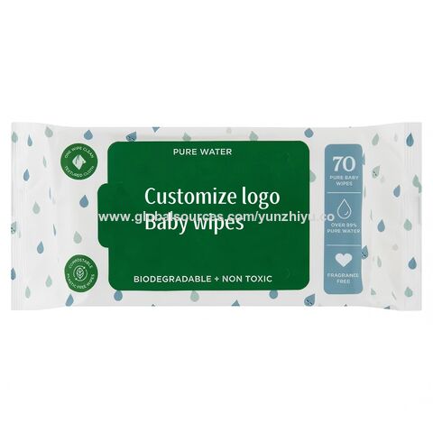OEM 99% agua pura biodegradable 100% fibra de bambú desechables toallitas de agua para bebés con aloe infundido