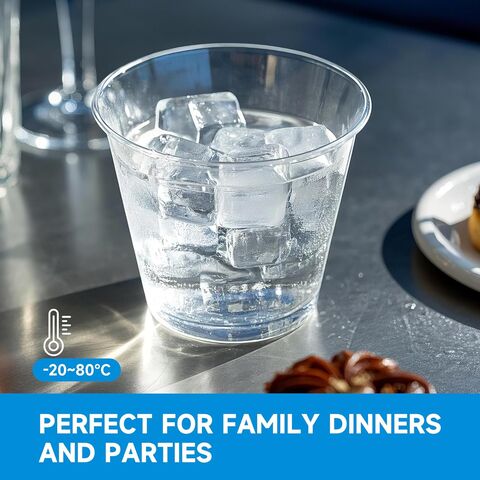 9 oz 100 paquetes de vasos de plástico desechables transparentes, vasos de plástico duraderos, perfectos para fiestas, bodas y eventos de festivales