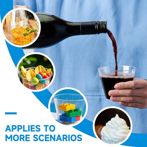 9 oz 100 paquetes de vasos de plástico desechables transparentes, vasos de plástico duraderos, perfectos para fiestas, bodas y eventos de festivales