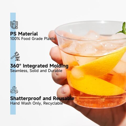 9 oz 100 paquetes de vasos de plástico desechables transparentes, vasos de plástico duraderos, perfectos para fiestas, bodas y eventos de festivales