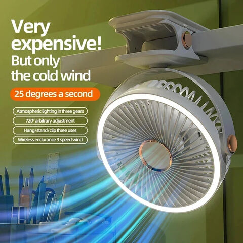 Kabelloser elektrischer Kinderwagenventilator mit LED-Licht, wiederaufladbarer/steckbarer tragbarer Desktop-Sommer-Campingventilator, Kinderwagenventilatoren für Zuhause