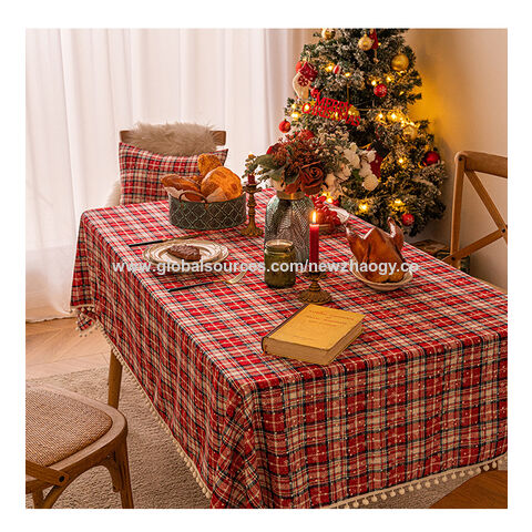 Mantel Navideño con Diseño de Copo de Nieve y Tartán - Decoración Festiva para Mesa Rectangular, Ideal para Celebraciones Invernales