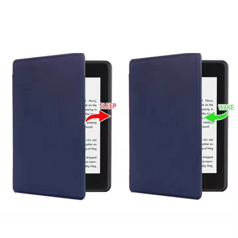 Housse de Protection Classique Fine Universelle avec Logo Personnalisé, Mise en Veille/Réveil Automatique, Cuir PU, pour Kindle Paperwhite et Kindle Oasis 6" 6.8" - Livraison DDP USA
