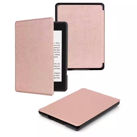 Housse de Protection Classique Fine Universelle avec Logo Personnalisé, Mise en Veille/Réveil Automatique, Cuir PU, pour Kindle Paperwhite et Kindle Oasis 6" 6.8" - Livraison DDP USA