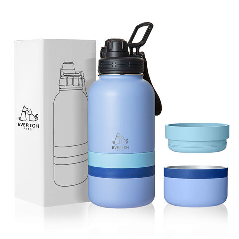 Bouteille d'eau pour animaux de compagnie à paroi unique avec bol de nourriture pour les voyages avec animaux de compagnie