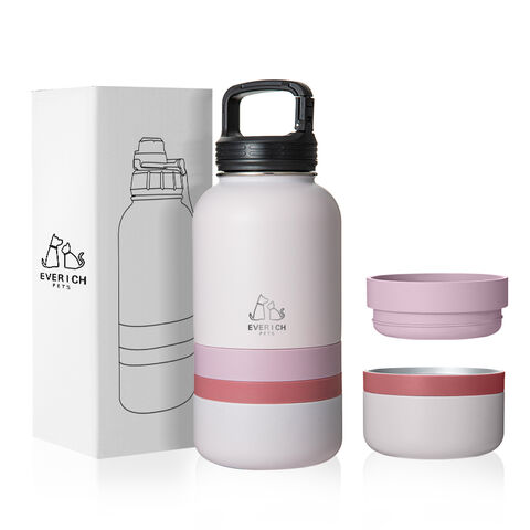 Bouteille d'eau pour animaux de compagnie à paroi unique avec bol de nourriture pour les voyages avec animaux de compagnie