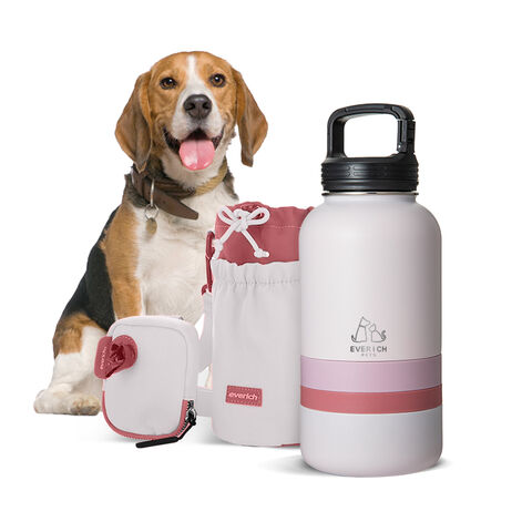 Bouteille d'eau pour animaux de compagnie à paroi unique avec bol de nourriture pour les voyages avec animaux de compagnie