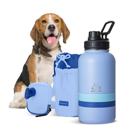 Bouteille d'eau pour animaux de compagnie à paroi unique avec bol de nourriture pour les voyages avec animaux de compagnie