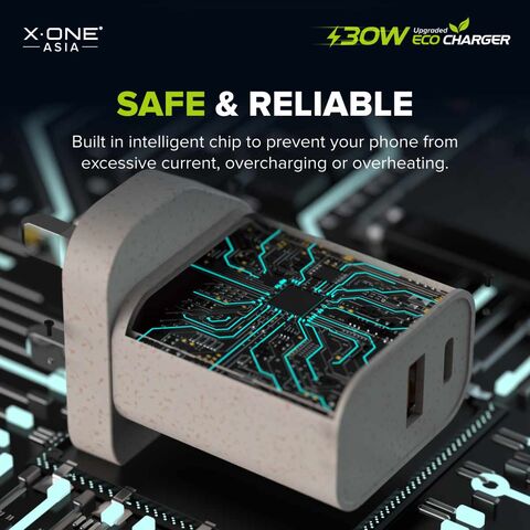 شاحن X.One Eco PD30W صغير الحجم، محول شحن سريع USB-C للسفر لشحن سريع للهواتف المحمولة