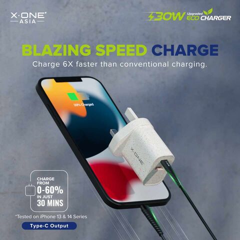 شاحن X.One Eco PD30W صغير الحجم، محول شحن سريع USB-C للسفر لشحن سريع للهواتف المحمولة