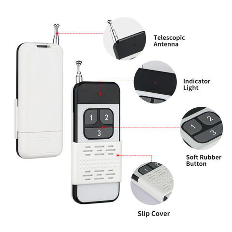 Control Remoto Inalámbrico RF de 2 Canales y 3 Botones con Código de Aprendizaje para Bomba de Agua, Motor, Puerta Eléctrica, Elevación y Grúa