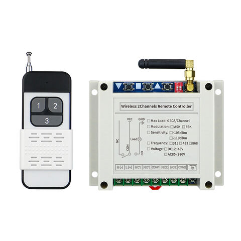 Control Remoto Inalámbrico RF de 2 Canales y 3 Botones con Código de Aprendizaje para Bomba de Agua, Motor, Puerta Eléctrica, Elevación y Grúa