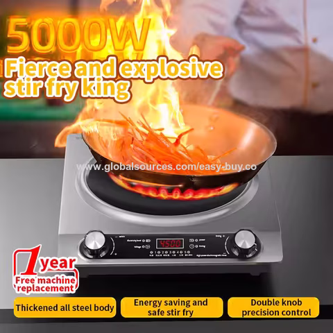 Cocinas de inducción comerciales, cocina de inducción cóncava, caldera de shabu doméstica y comercial, salteado de alta potencia, multifuncional