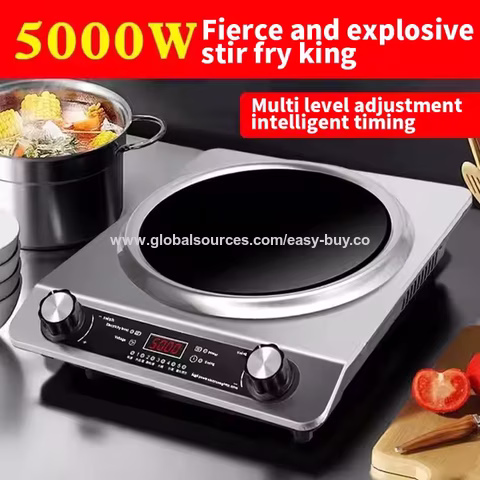 Cocinas de inducción comerciales, cocina de inducción cóncava, caldera de shabu doméstica y comercial, salteado de alta potencia, multifuncional
