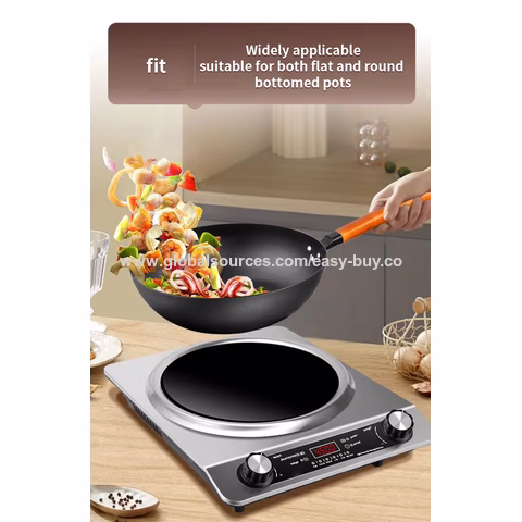 Cocinas de inducción comerciales, cocina de inducción cóncava, caldera de shabu doméstica y comercial, salteado de alta potencia, multifuncional