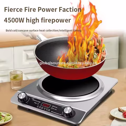 Cocinas de inducción comerciales, cocina de inducción cóncava, caldera de shabu doméstica y comercial, salteado de alta potencia, multifuncional