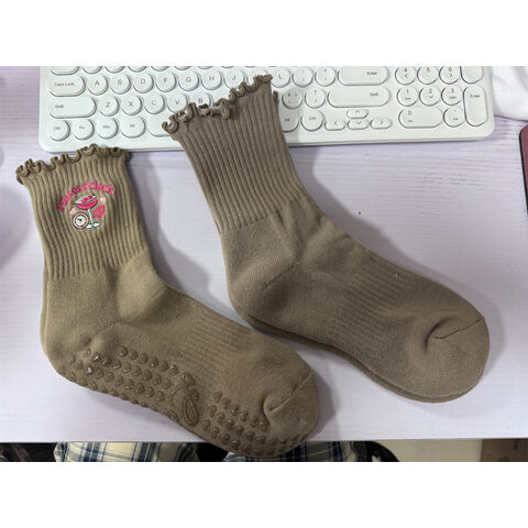 Rutschfeste Sport-Pilates-Socken mit individuellem Sticklogo, bequeme Socken