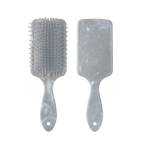 Cepillo de pelo premium para mujer, cepillo de paleta para peinar con púas de nailon suaves y con punta, gris mármol rosa