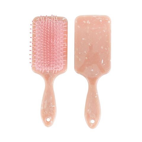 Cepillo de pelo premium para mujer, cepillo de paleta para peinar con púas de nailon suaves y con punta, gris mármol rosa