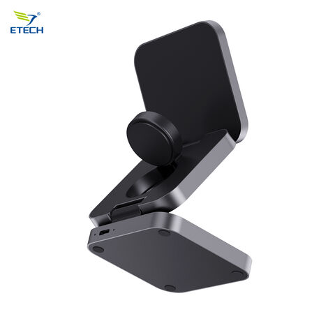 Luxus Reise 3-in-1 Magnetisches Kabelloses Ladegerät - 15W Qi-konformes Schnellladen für Telefon, Uhr & AirPods Magnetische Ladestation