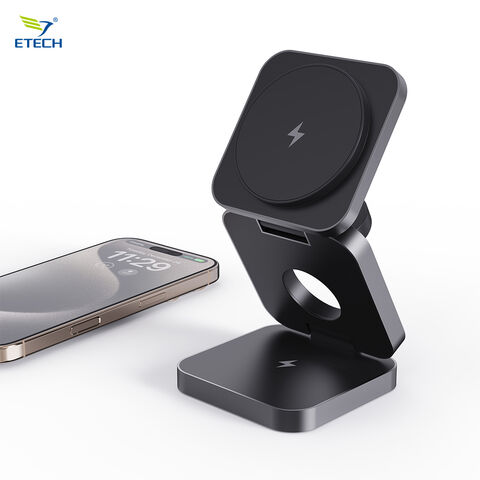 Luxus Reise 3-in-1 Magnetisches Kabelloses Ladegerät - 15W Qi-konformes Schnellladen für Telefon, Uhr & AirPods Magnetische Ladestation