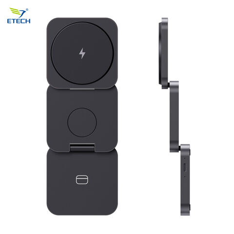 Luxus Reise 3-in-1 Magnetisches Kabelloses Ladegerät - 15W Qi-konformes Schnellladen für Telefon, Uhr & AirPods Magnetische Ladestation