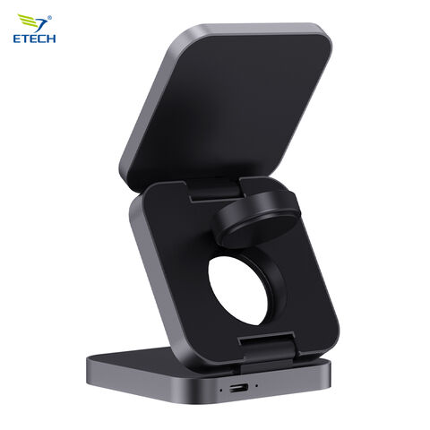 Luxus Reise 3-in-1 Magnetisches Kabelloses Ladegerät - 15W Qi-konformes Schnellladen für Telefon, Uhr & AirPods Magnetische Ladestation