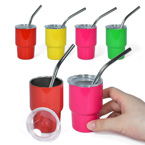 3 oz Mini Tumbler Doppelwandig Vakuumisoliert Edelstahl Mini Tumbler Schnapsgläser mit Strohhalm und Deckel