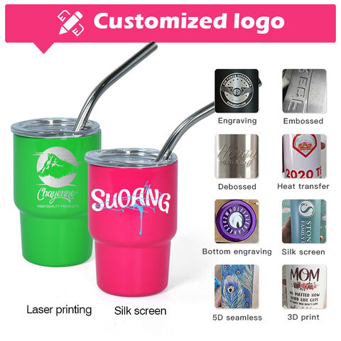3 oz Mini Tumbler Doppelwandig Vakuumisoliert Edelstahl Mini Tumbler Schnapsgläser mit Strohhalm und Deckel