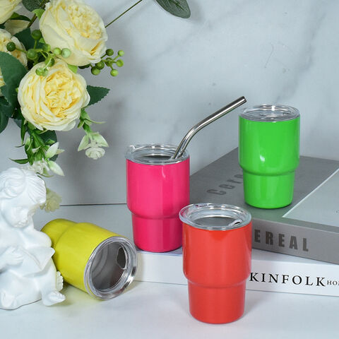 3 oz Mini Tumbler Doppelwandig Vakuumisoliert Edelstahl Mini Tumbler Schnapsgläser mit Strohhalm und Deckel