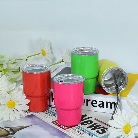 3 oz Mini Tumbler Doppelwandig Vakuumisoliert Edelstahl Mini Tumbler Schnapsgläser mit Strohhalm und Deckel