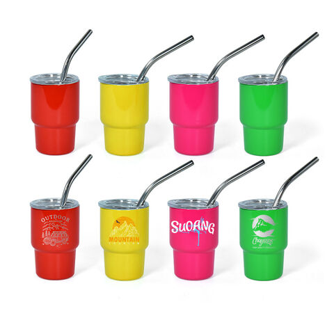 3 oz Mini Tumbler Doppelwandig Vakuumisoliert Edelstahl Mini Tumbler Schnapsgläser mit Strohhalm und Deckel