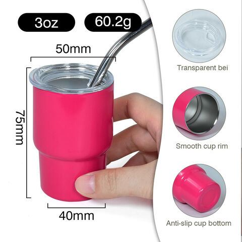 3 oz Mini Tumbler Doppelwandig Vakuumisoliert Edelstahl Mini Tumbler Schnapsgläser mit Strohhalm und Deckel