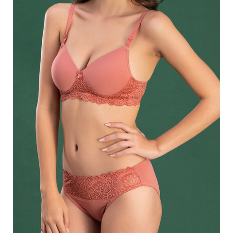 Ensemble de Lingerie Femme Soutien-Gorge et Culotte 2 Pièces avec Bordure en Dentelle Florale Ensemble de Sous-Vêtements Soutiens-Gorge Push Up à Couverture Complète avec Culotte Bikini