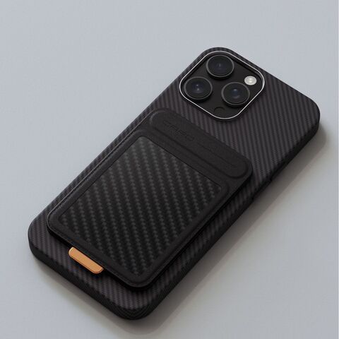 Magnetische Handy-Geldbörse aus Carbonfaser-Leder mit individuellem LOGO - Magnetischer Handy-Kartenhalter mit Telefonständer