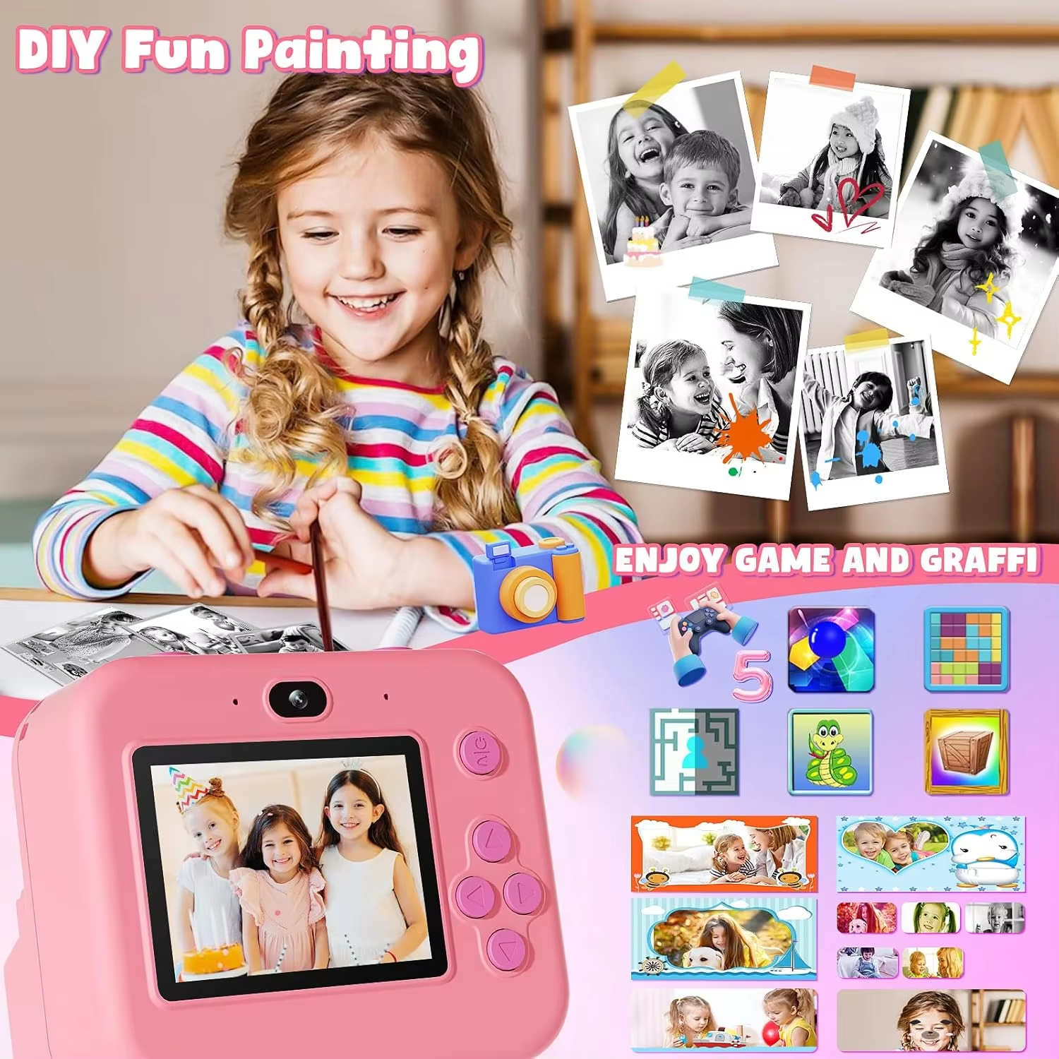 Ecoprint Kids Camera: 1080p Hd Video, 2.4 Inch Vivid Color Screen ...