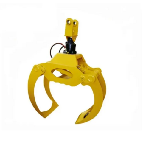 Grappin à ferraille rotatif hydraulique à griffes orange pour mini-pelle, grue et camion