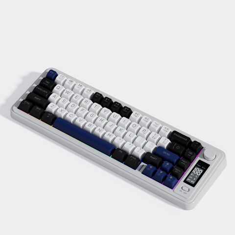 Kompakte 67-Tasten-Gaming-Tastatur mit RGB-Hintergrundbeleuchtung, Membran-Tastatur und Tri-Mode (USB-Kabel/BT/2.4G) mit TFT-Display für PC