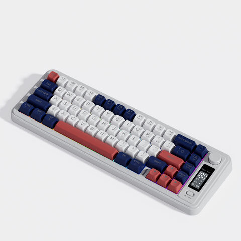 Kompakte 67-Tasten-Gaming-Tastatur mit RGB-Hintergrundbeleuchtung, Membran-Tastatur und Tri-Mode (USB-Kabel/BT/2.4G) mit TFT-Display für PC