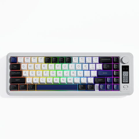 Kompakte 67-Tasten-Gaming-Tastatur mit RGB-Hintergrundbeleuchtung, Membran-Tastatur und Tri-Mode (USB-Kabel/BT/2.4G) mit TFT-Display für PC