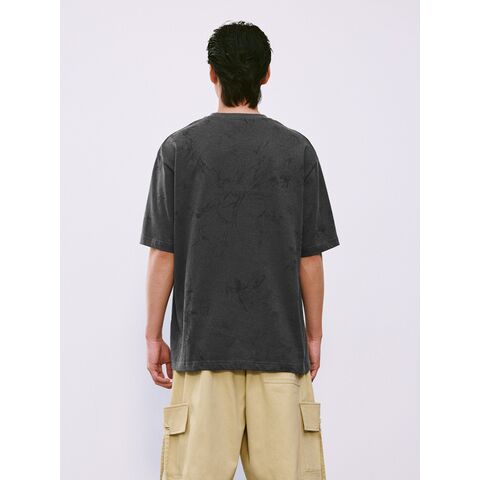 Camisetas masculinas de algodão de manga curta de alta qualidade, personalizadas por atacado, com estampas texturizadas.