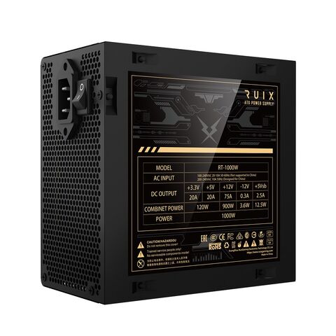 Fonte de alimentação para PC Ruix RT1000W, atacado de fábrica, 80 Plus Gold, baixo ruído, econômica, ATX ativa APFC, fonte de alimentação de alta qualidade