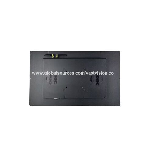 Panel PC industrial táctil de 27 pulgadas IP65 con tecnología táctil capacitiva proyectada para quioscos de gestión de colas, diseño sin ventilador