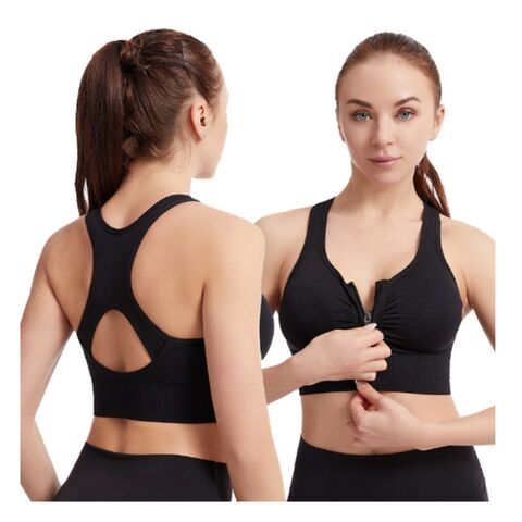 Soutien-gorge de sport grande taille antichoc pour course, yoga et fitness, dos nu ajouré, fermeture éclair avant pour femmes