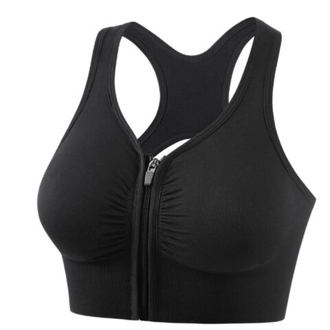 Soutien-gorge de sport grande taille antichoc pour course, yoga et fitness, dos nu ajouré, fermeture éclair avant pour femmes