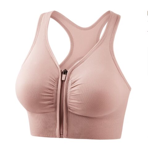 Soutien-gorge de sport grande taille antichoc pour course, yoga et fitness, dos nu ajouré, fermeture éclair avant pour femmes