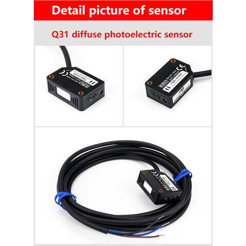 Venda da fábrica Sensor fotoelétrico difuso Q31 NPN PNP quadrado preto de longo alcance de 300 mm para máquina automática