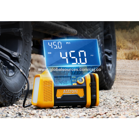 Gonfleur de pneu portable avec conception brevetée, affichage numérique, débit d'air de 600L/M (21.2CFM) pour voiture RAV4, 12V avec éclairage