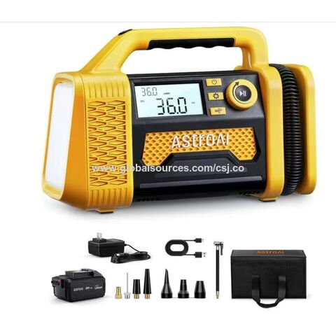 Gonfleur de pneu portable avec conception brevetée, affichage numérique, débit d'air de 600L/M (21.2CFM) pour voiture RAV4, 12V avec éclairage